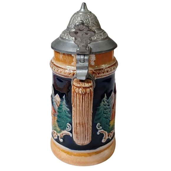 Vintage Hoehr Miniature German Beer Stein With Pewter Lid Handcrafted 5.25" Tall - Picture 2 of 8